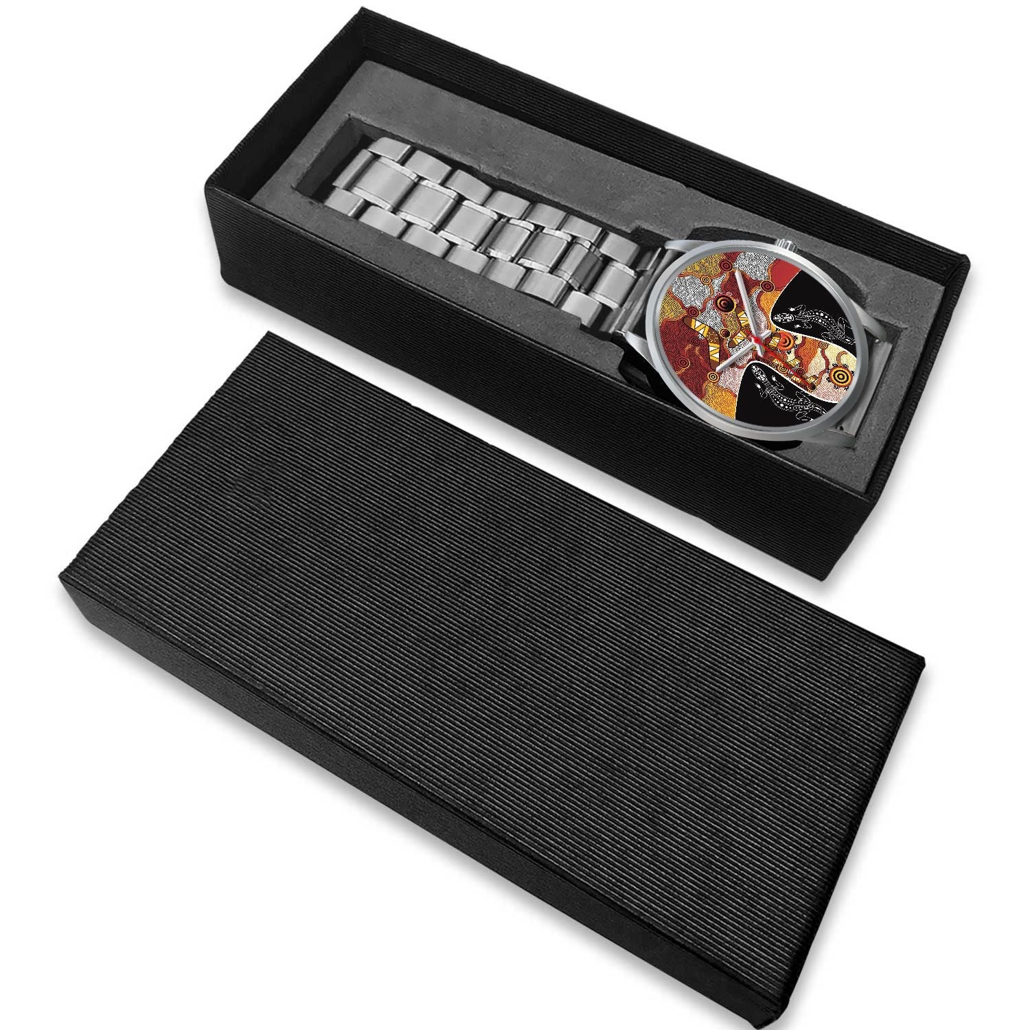 watch-dot-painting-lizard-boomerang-silver-watch-1