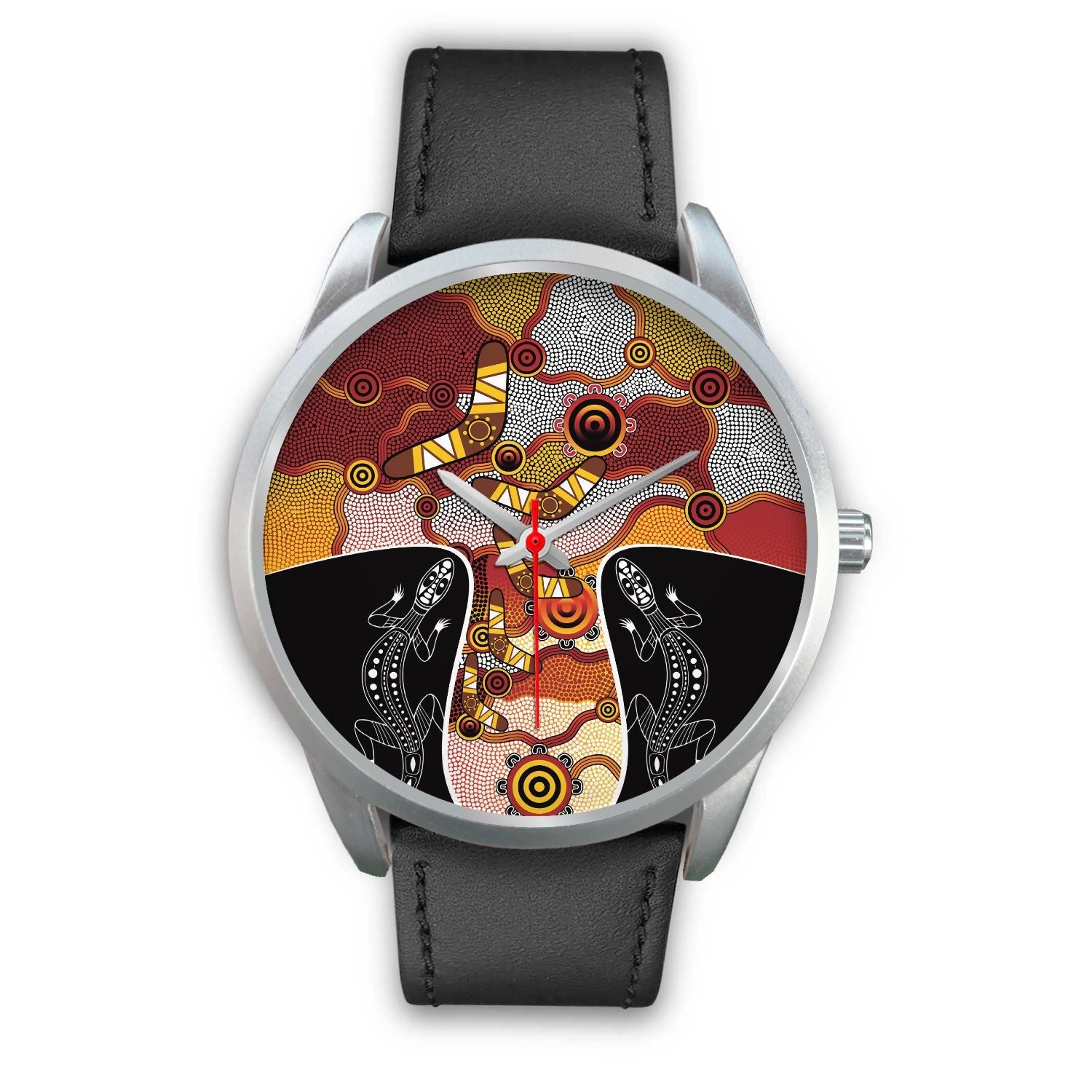 watch-dot-painting-lizard-boomerang-silver-watch-1
