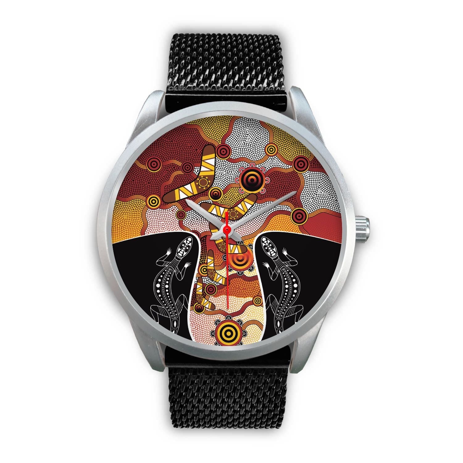 watch-dot-painting-lizard-boomerang-silver-watch-1