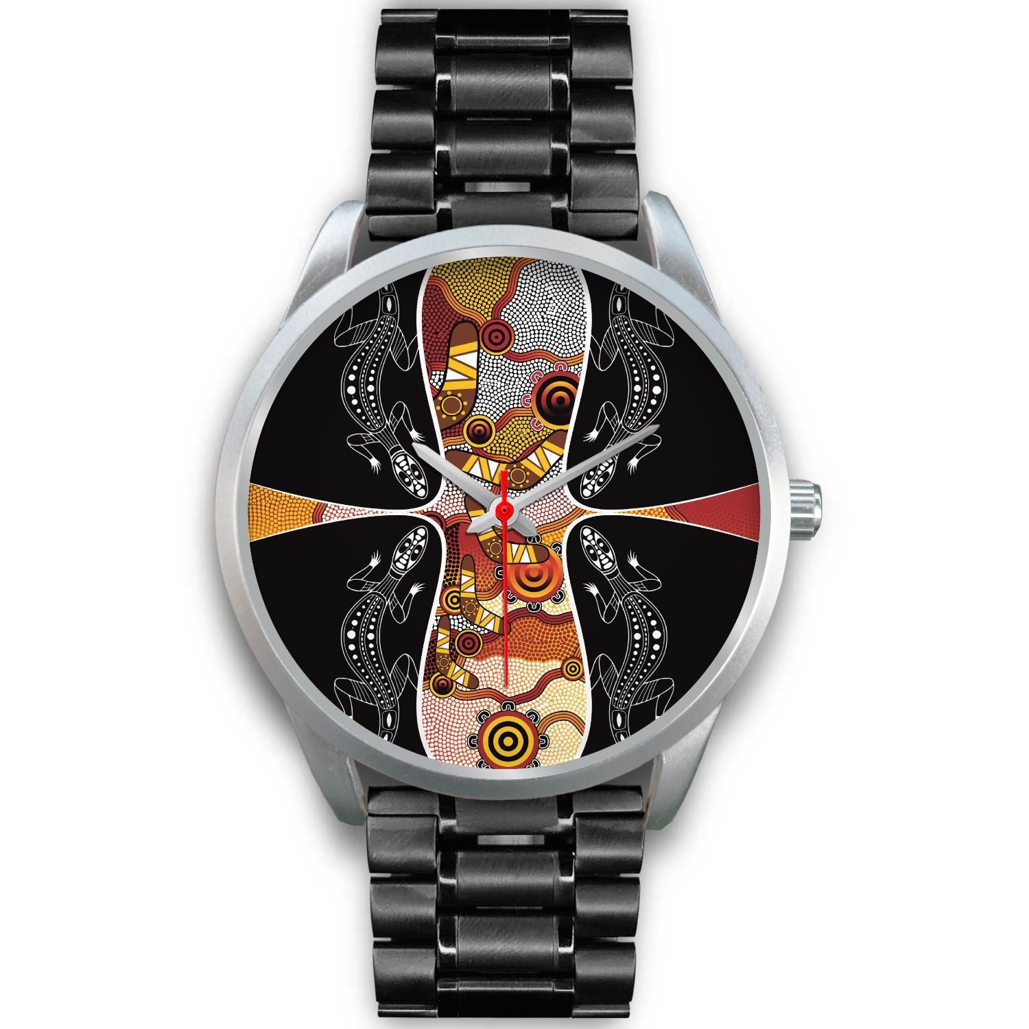 watch-dot-painting-lizard-boomerang-silver-watch