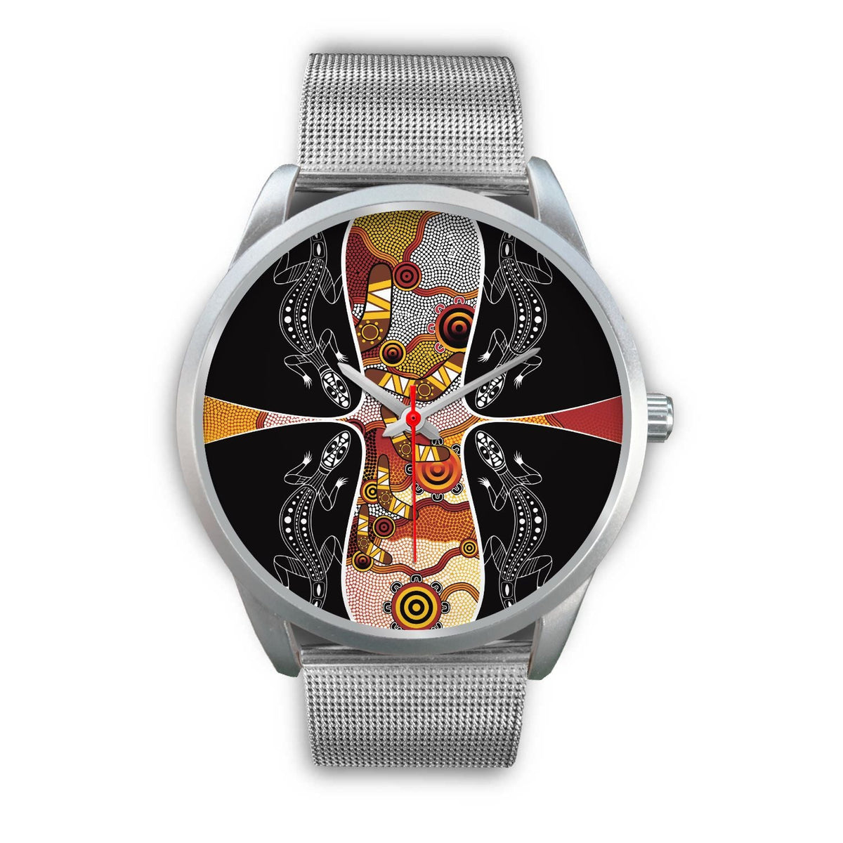 watch-dot-painting-lizard-boomerang-silver-watch