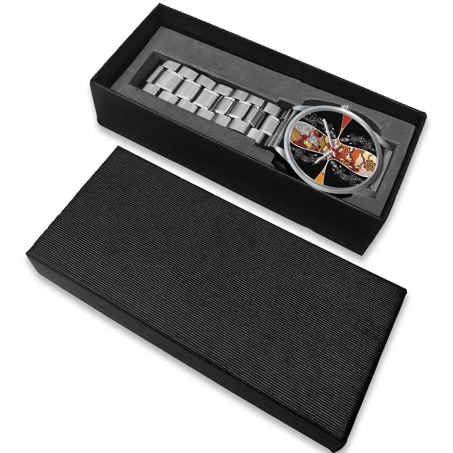 watch-dot-painting-lizard-boomerang-silver-watch