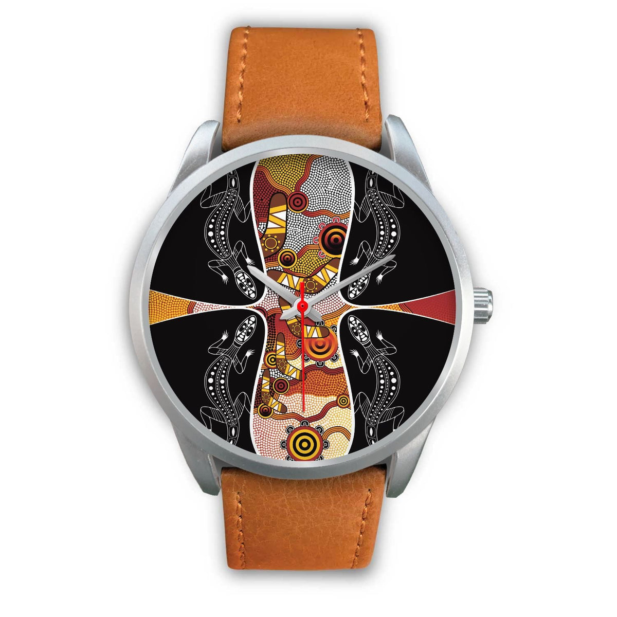 watch-dot-painting-lizard-boomerang-silver-watch