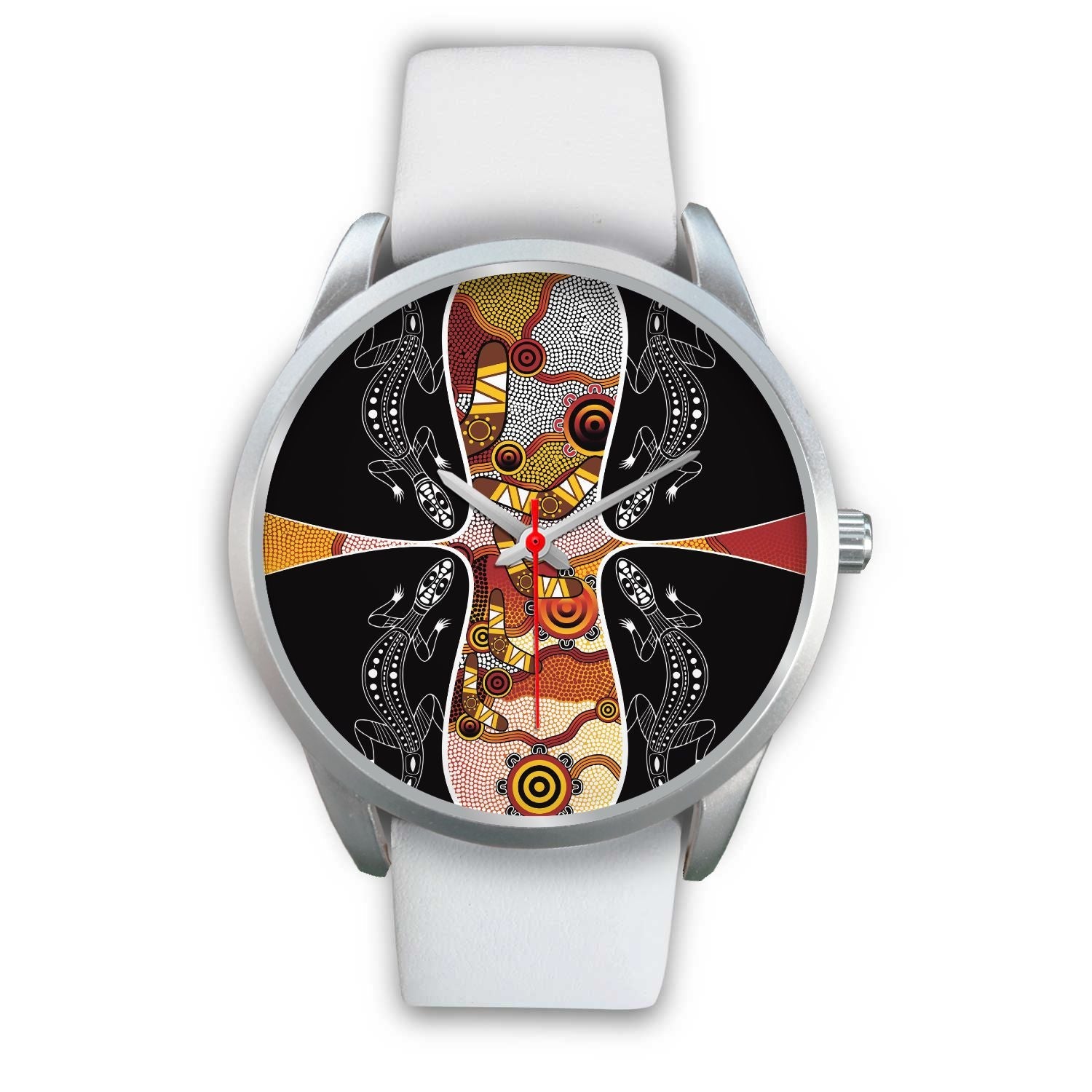 watch-dot-painting-lizard-boomerang-silver-watch