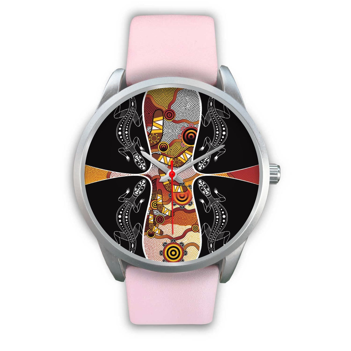 watch-dot-painting-lizard-boomerang-silver-watch