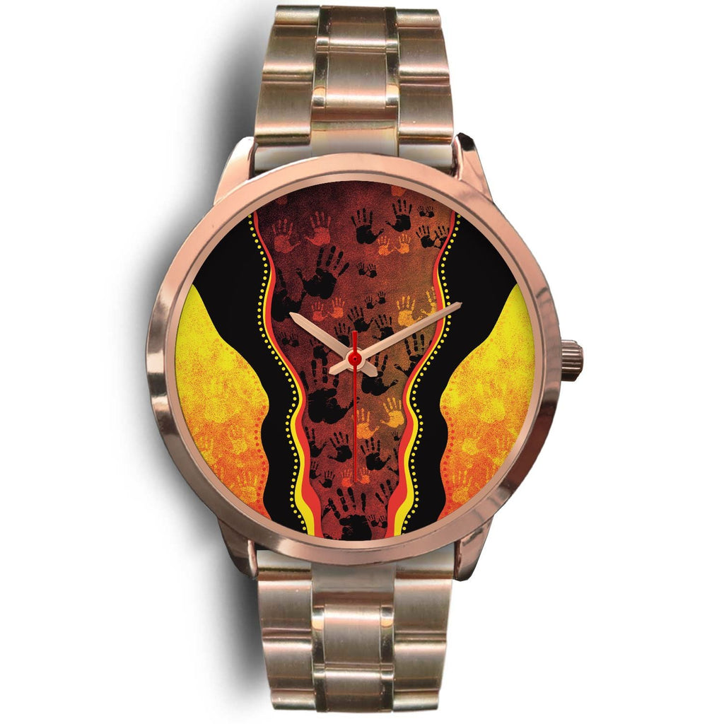 aboriginal-watch-indigenous-rock-painting-art-golden-style-rose-gold-watch