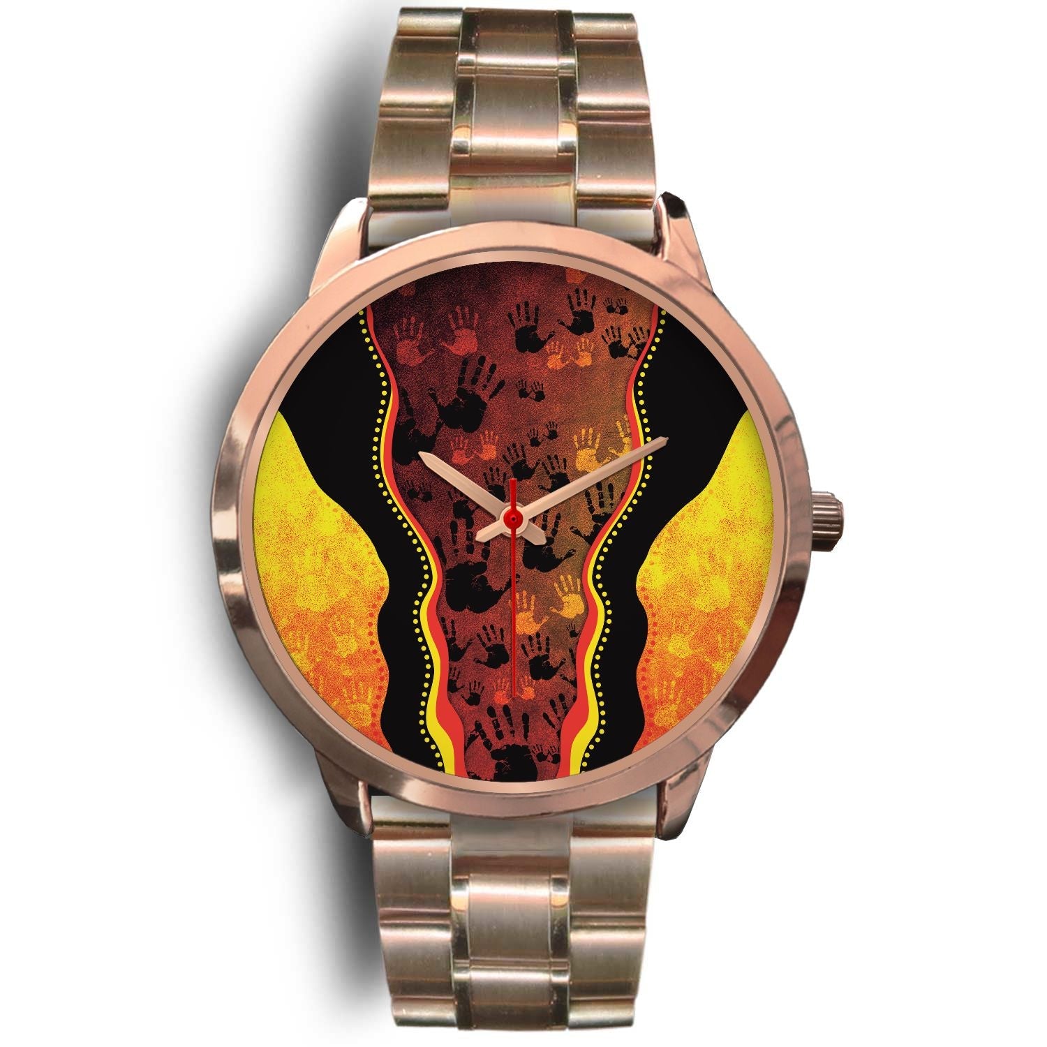aboriginal-watch-indigenous-rock-painting-art-golden-style-rose-gold-watch