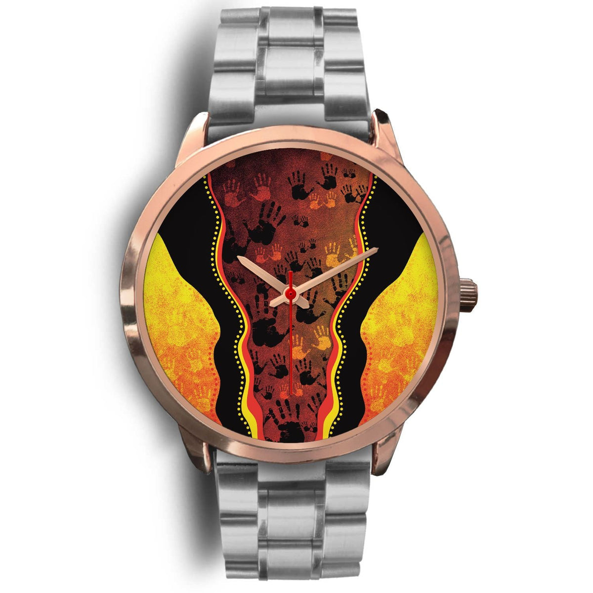 aboriginal-watch-indigenous-rock-painting-art-golden-style-rose-gold-watch