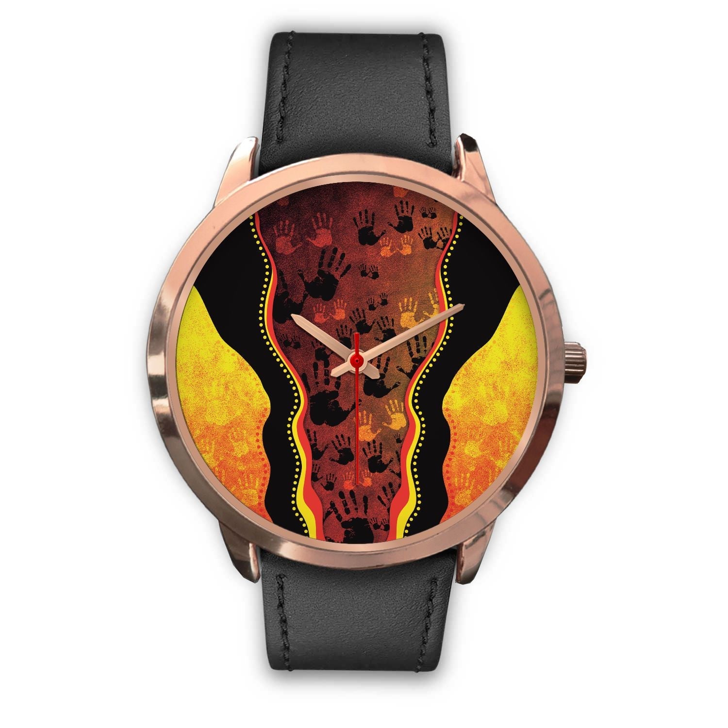 aboriginal-watch-indigenous-rock-painting-art-golden-style-rose-gold-watch