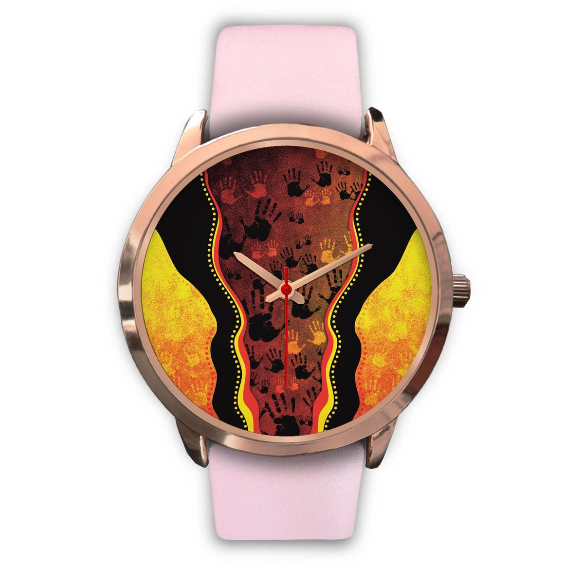 aboriginal-watch-indigenous-rock-painting-art-golden-style-rose-gold-watch