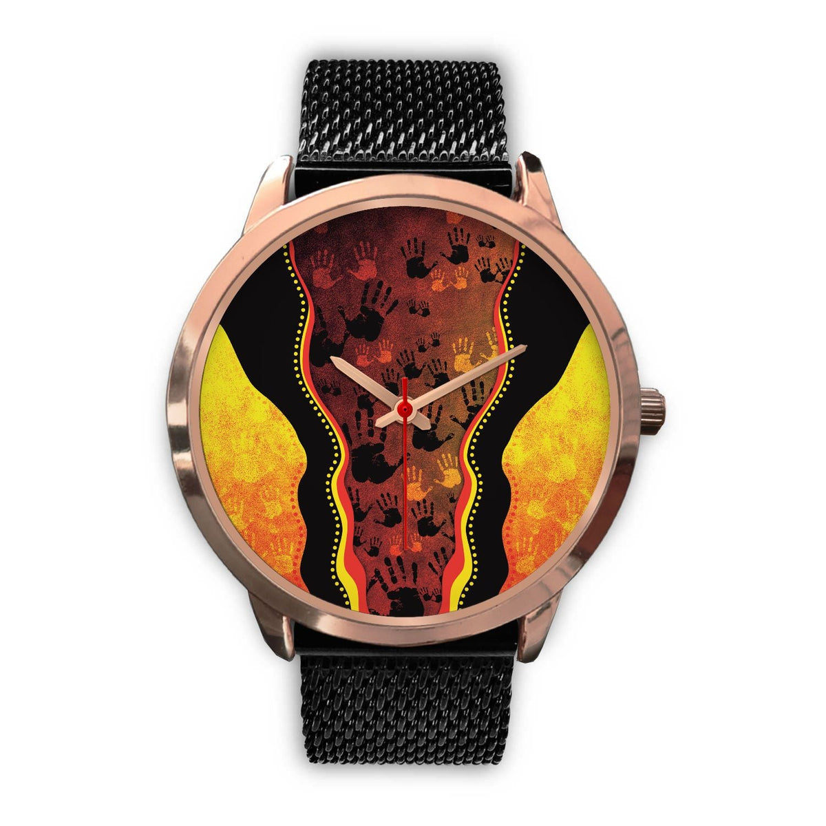 aboriginal-watch-indigenous-rock-painting-art-golden-style-rose-gold-watch