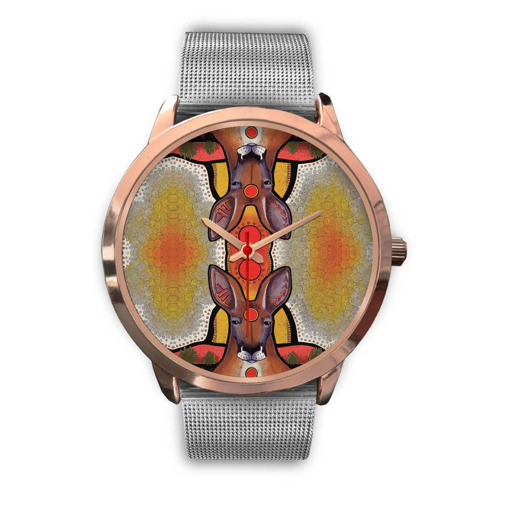 aboriginal-watch-kangaroo-painting-indigenous-patterns-rose-gold-watch