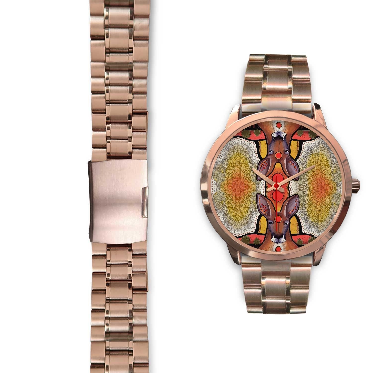aboriginal-watch-kangaroo-painting-indigenous-patterns-rose-gold-watch
