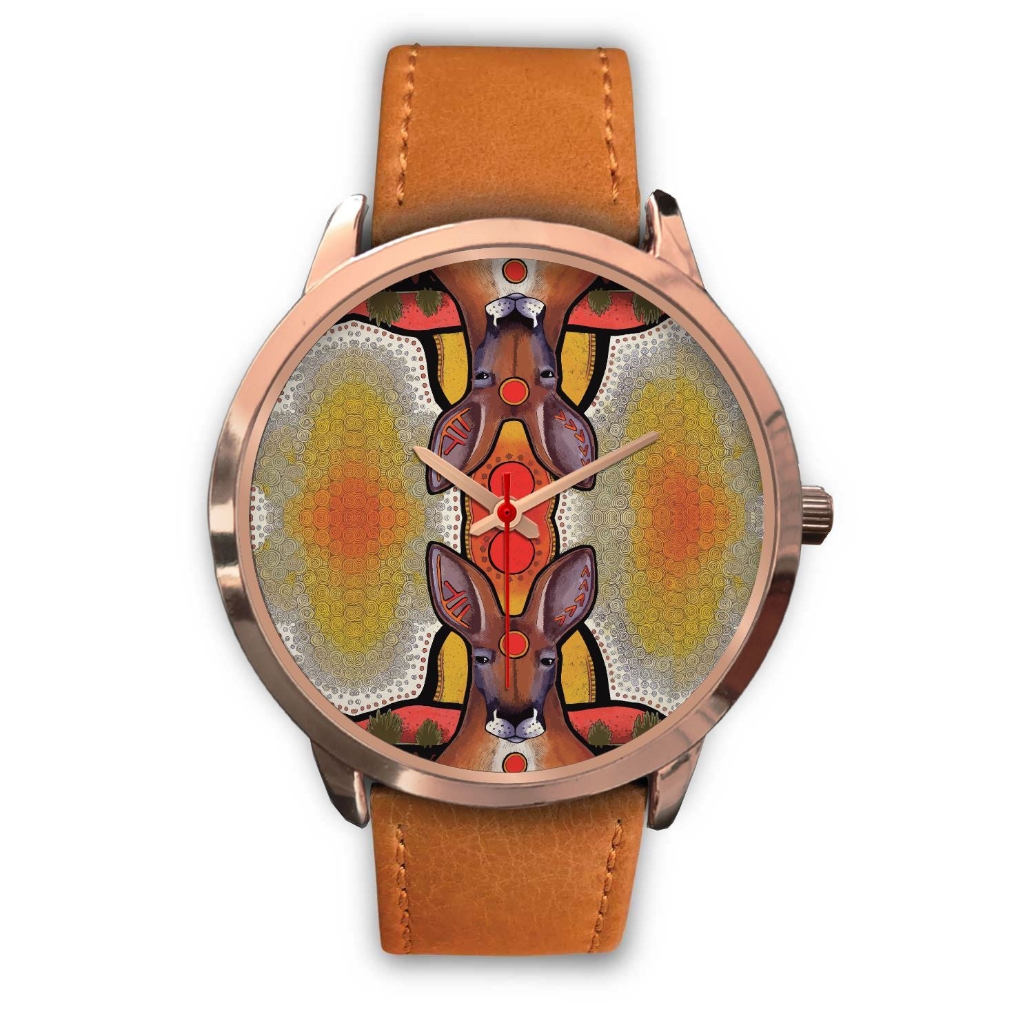 aboriginal-watch-kangaroo-painting-indigenous-patterns-rose-gold-watch