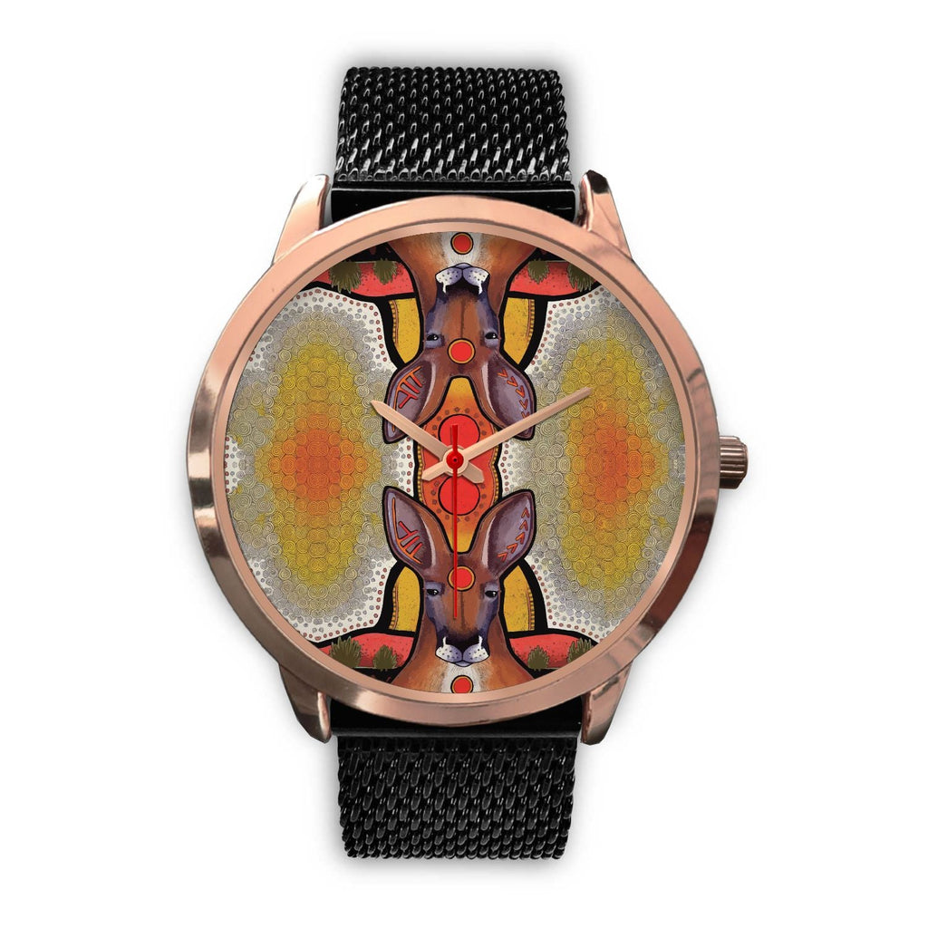 aboriginal-watch-kangaroo-painting-indigenous-patterns-rose-gold-watch