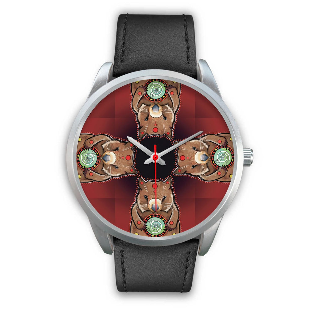 aboriginal-watch-wombat-pattern-hug-circle-painting-silver-watch