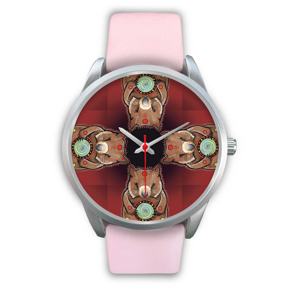 aboriginal-watch-wombat-pattern-hug-circle-painting-silver-watch