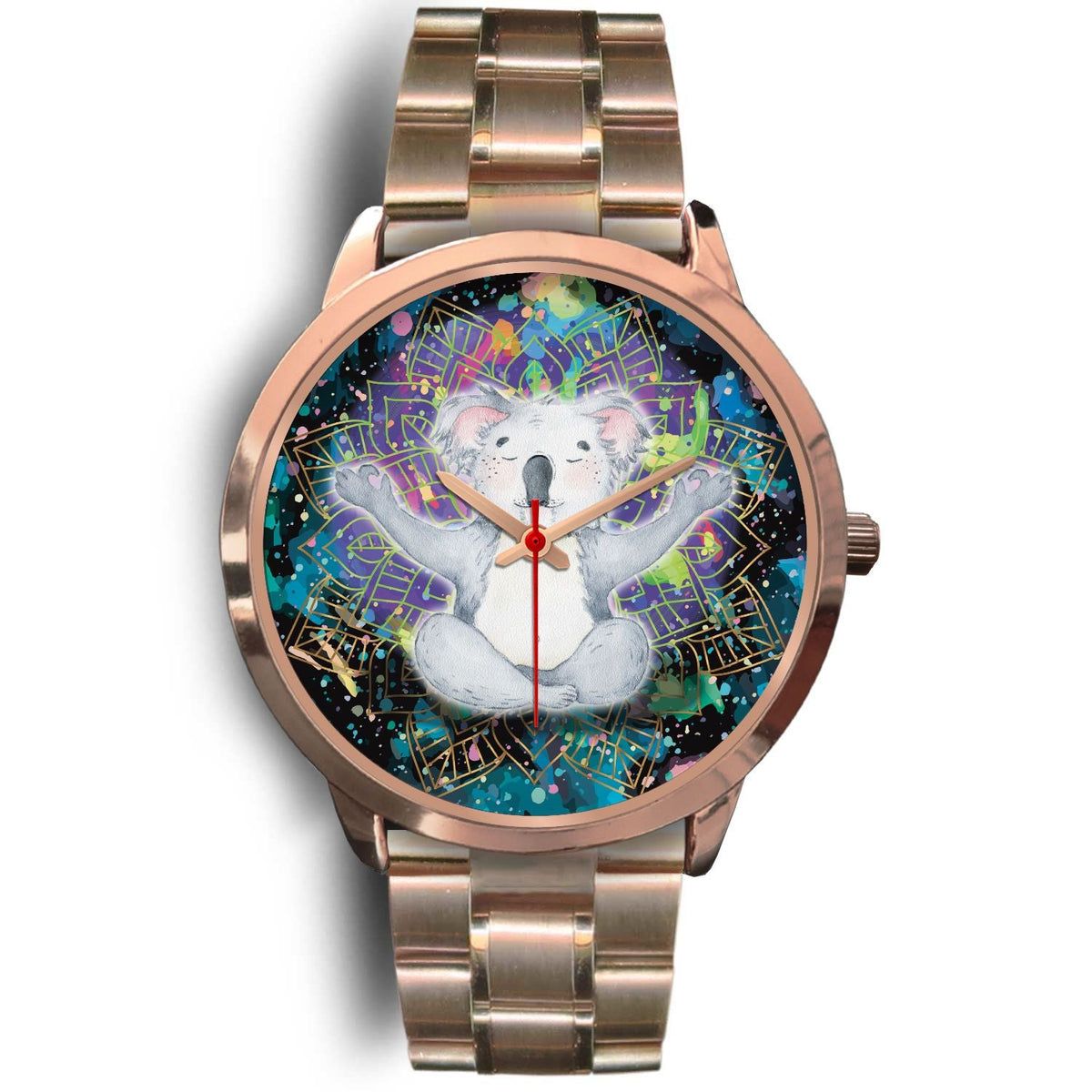 watch-koala-rose-gold-watch-meditating-color-art-ver01