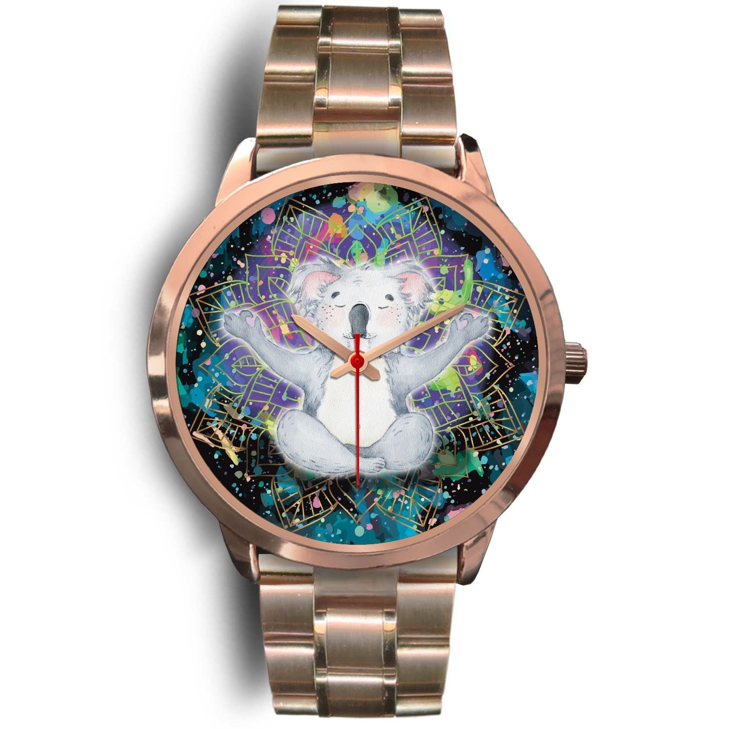 watch-koala-rose-gold-watch-meditating-color-art-ver01