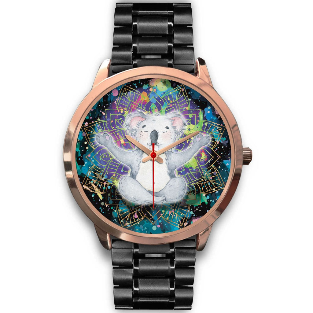 watch-koala-rose-gold-watch-meditating-color-art-ver01