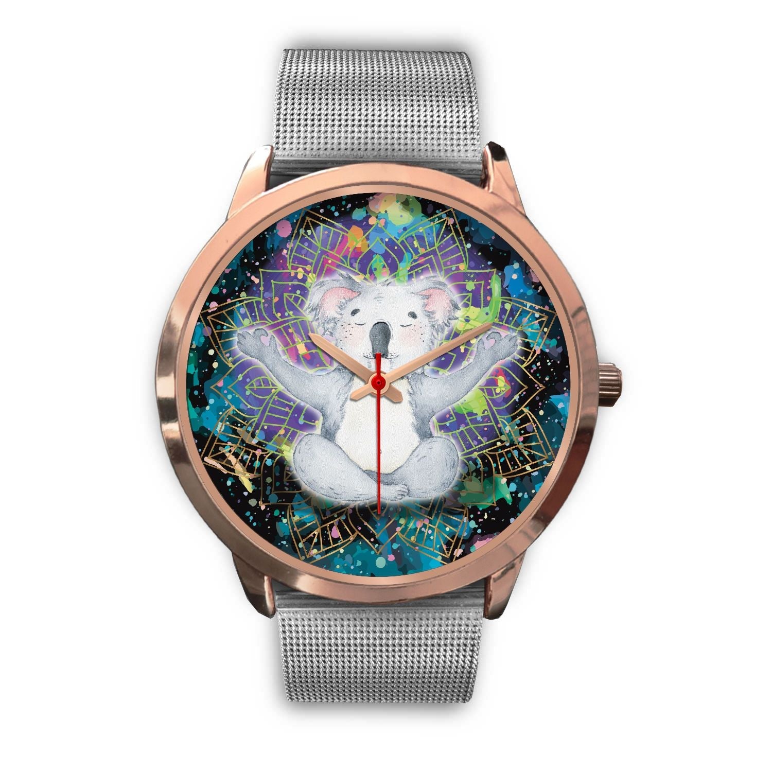 watch-koala-rose-gold-watch-meditating-color-art-ver01
