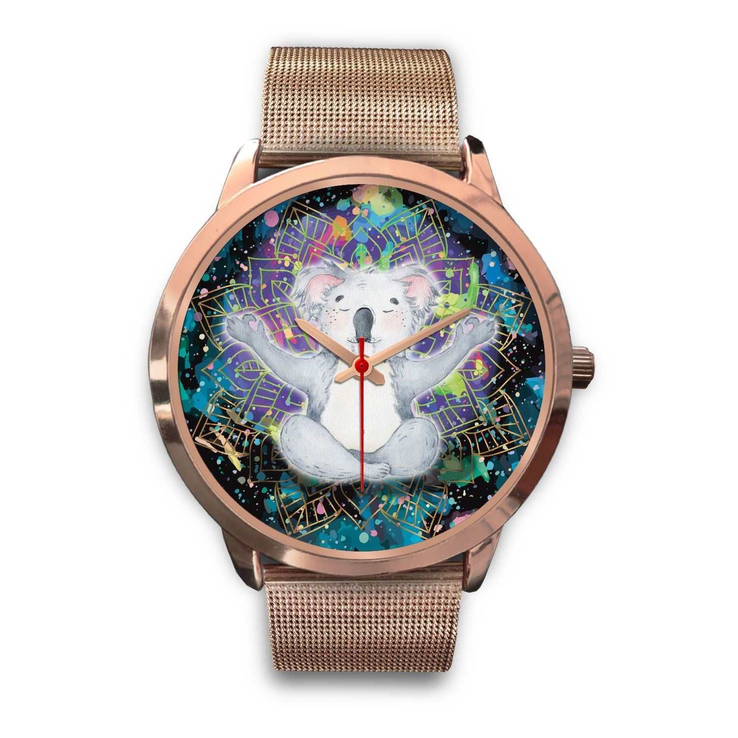 watch-koala-rose-gold-watch-meditating-color-art-ver01