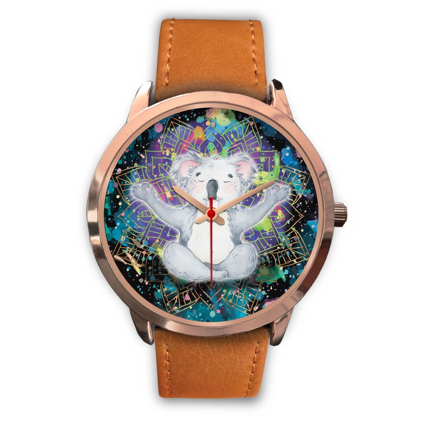 watch-koala-rose-gold-watch-meditating-color-art-ver01