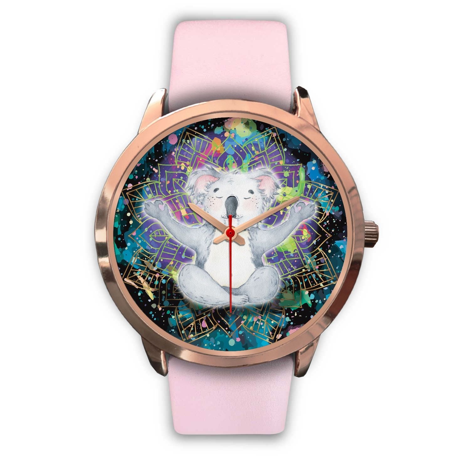 watch-koala-rose-gold-watch-meditating-color-art-ver01