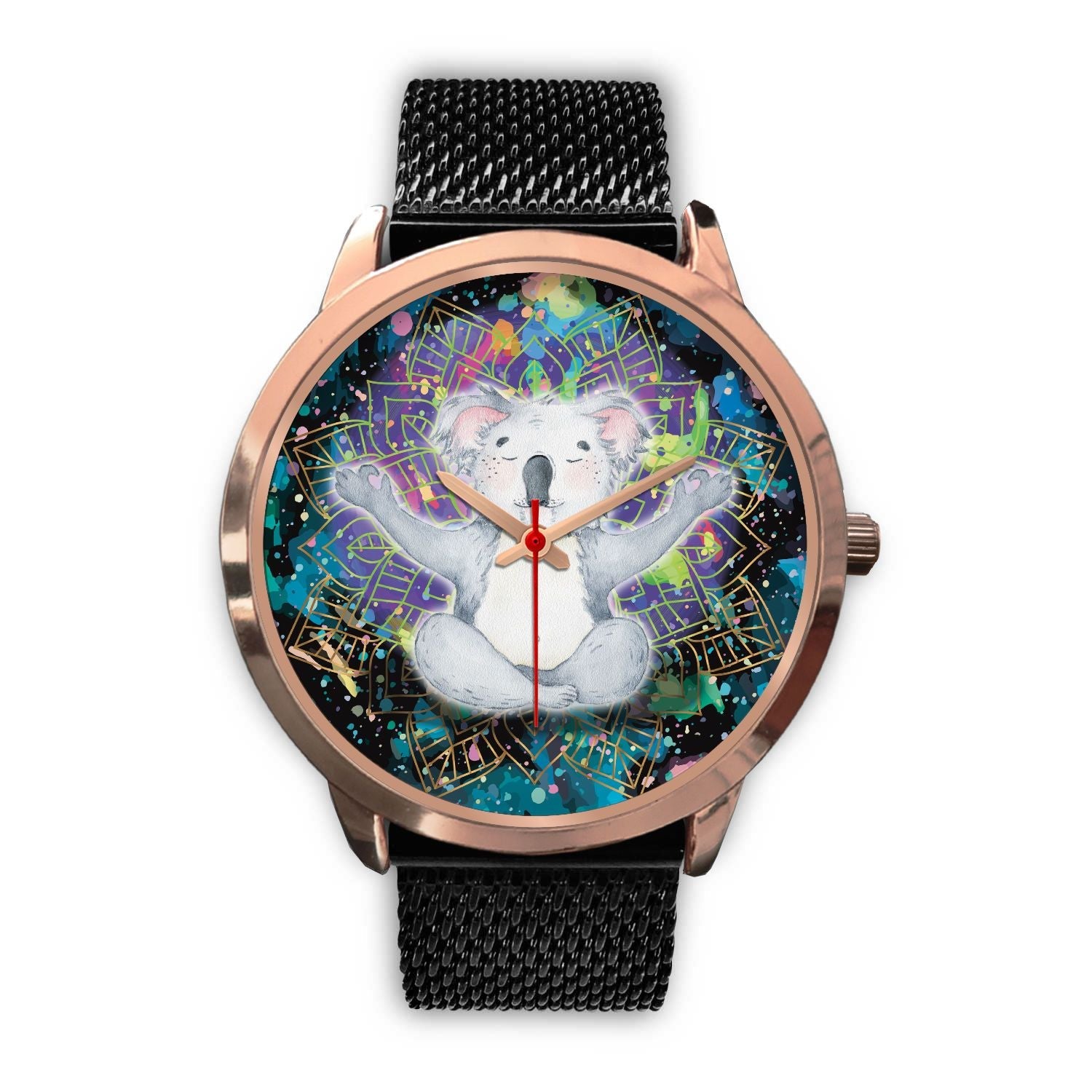watch-koala-rose-gold-watch-meditating-color-art-ver01