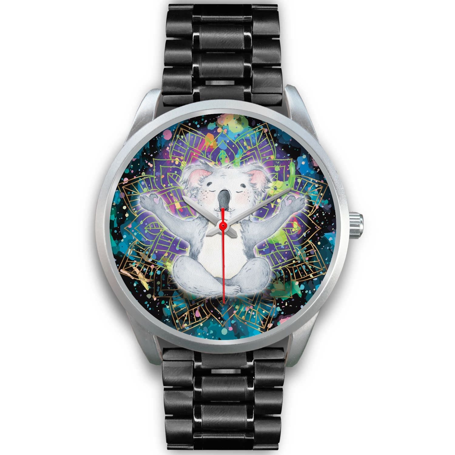 watch-koala-silver-watch-meditating-color-art-ver01