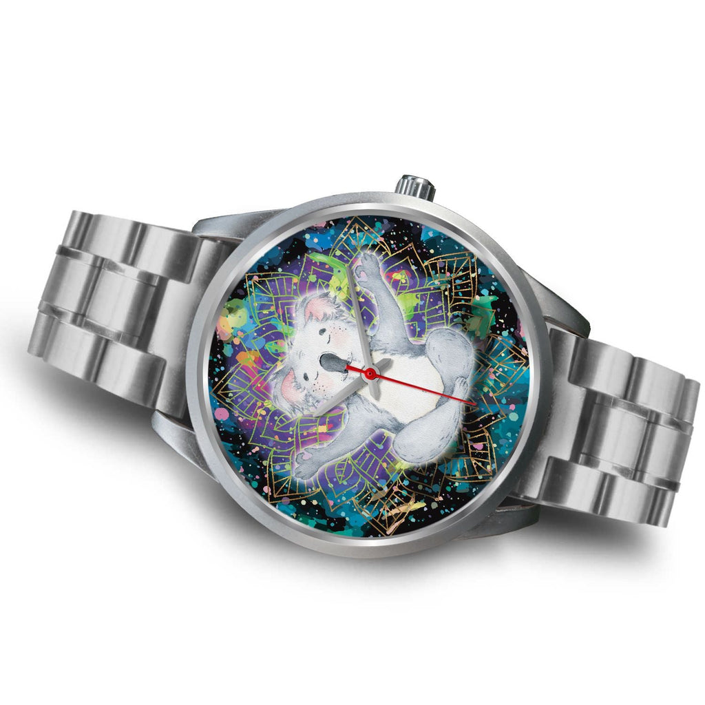 watch-koala-silver-watch-meditating-color-art-ver01