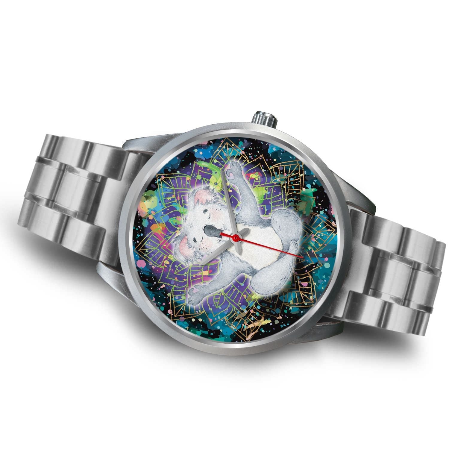 watch-koala-silver-watch-meditating-color-art-ver01