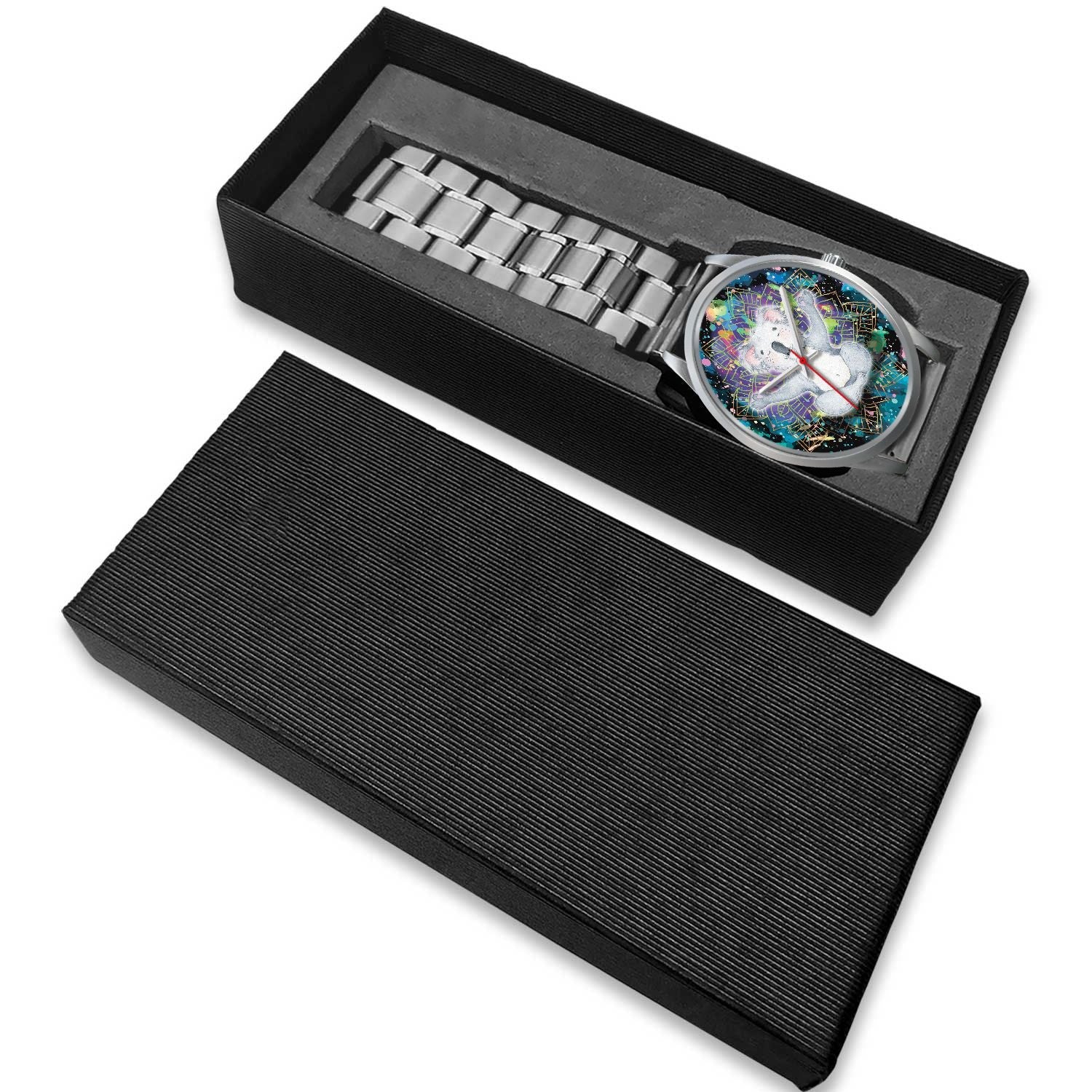 watch-koala-silver-watch-meditating-color-art-ver01
