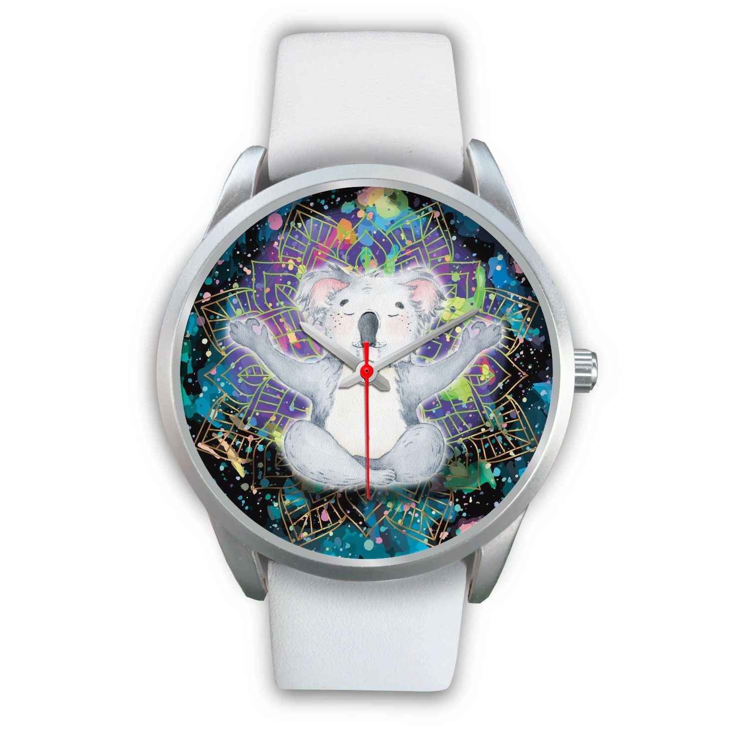 watch-koala-silver-watch-meditating-color-art-ver01