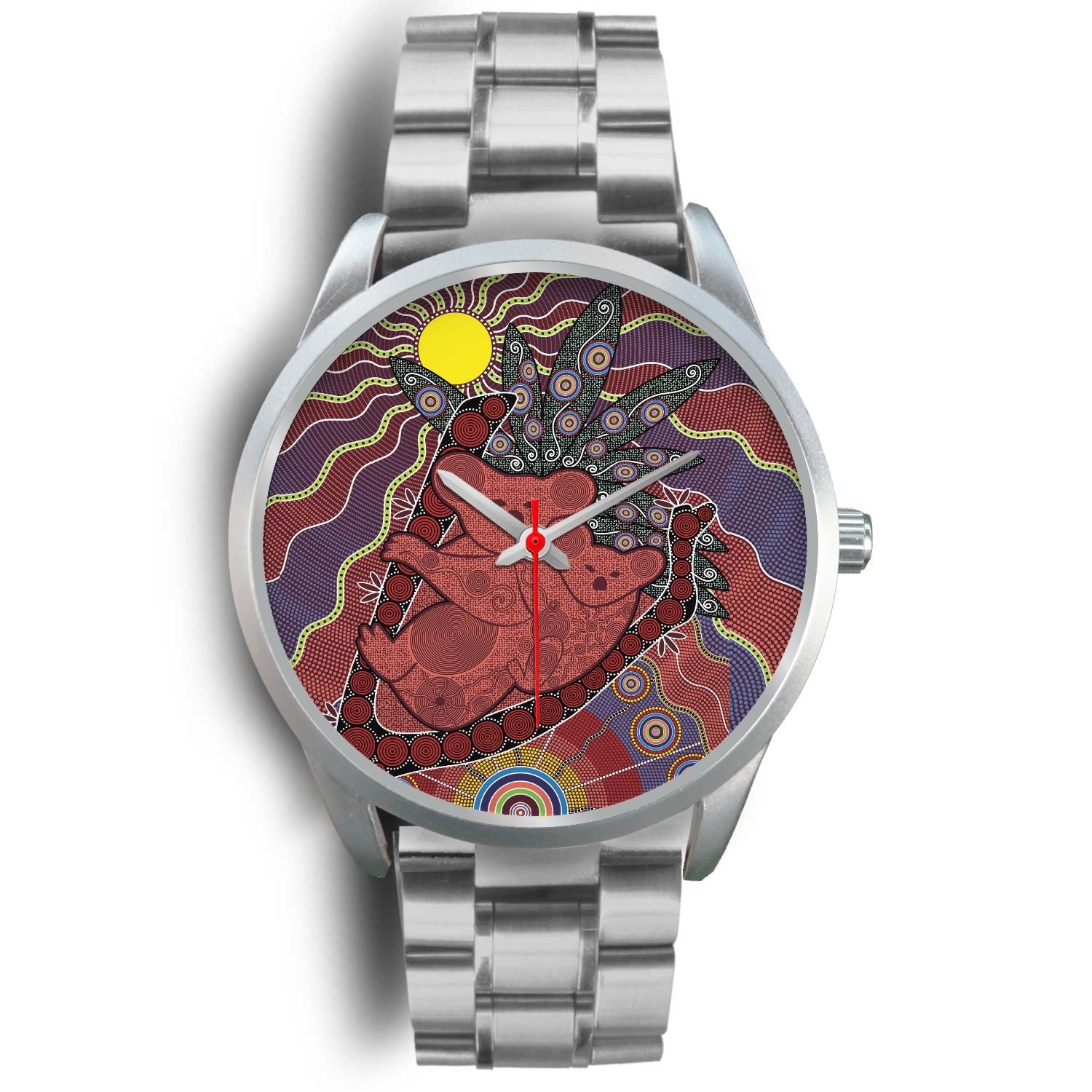 aboriginal-watch-koala-patterns-painting-sun-indigenous-silver-watch