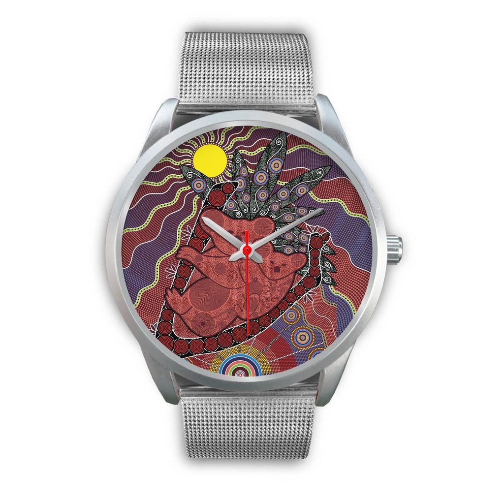 aboriginal-watch-koala-patterns-painting-sun-indigenous-silver-watch
