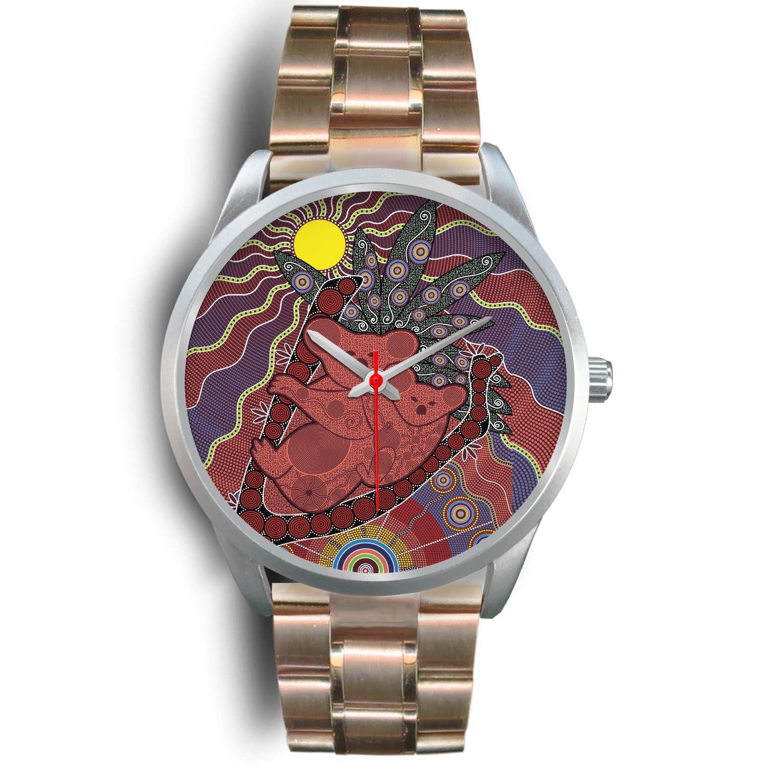 aboriginal-watch-koala-patterns-painting-sun-indigenous-silver-watch