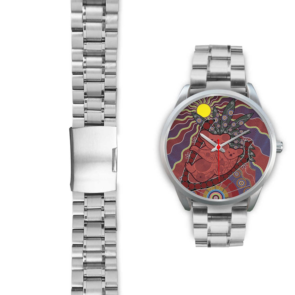 aboriginal-watch-koala-patterns-painting-sun-indigenous-silver-watch