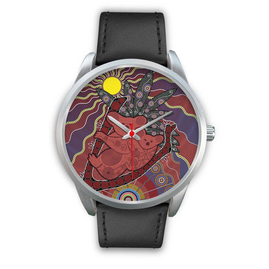 aboriginal-watch-koala-patterns-painting-sun-indigenous-silver-watch