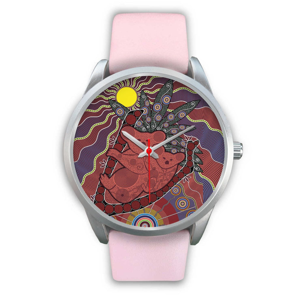 aboriginal-watch-koala-patterns-painting-sun-indigenous-silver-watch