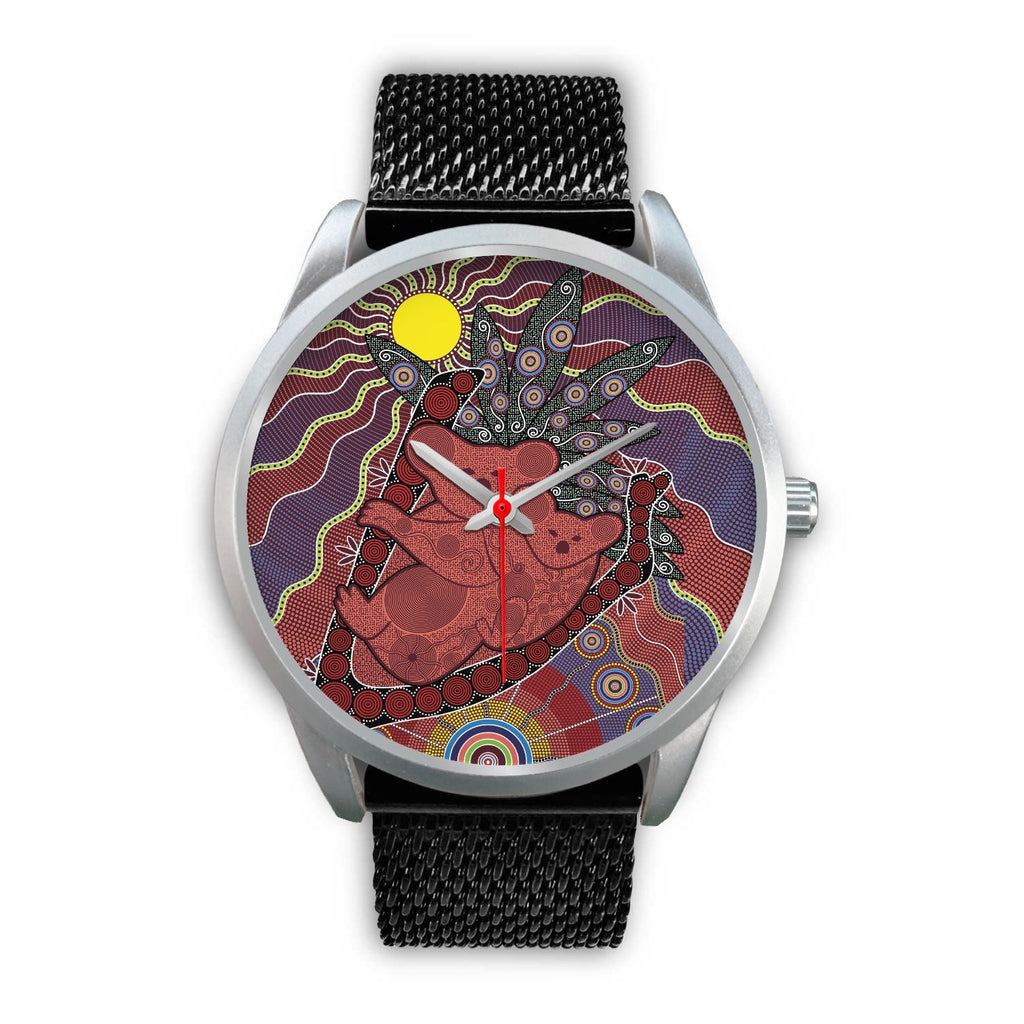 aboriginal-watch-koala-patterns-painting-sun-indigenous-silver-watch
