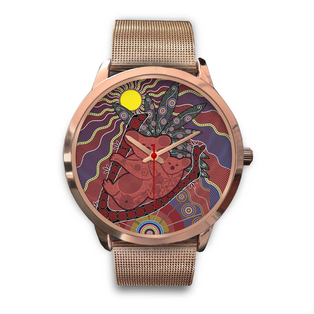 aboriginal-watch-koala-patterns-painting-sun-indigenous-rose-gold-watch