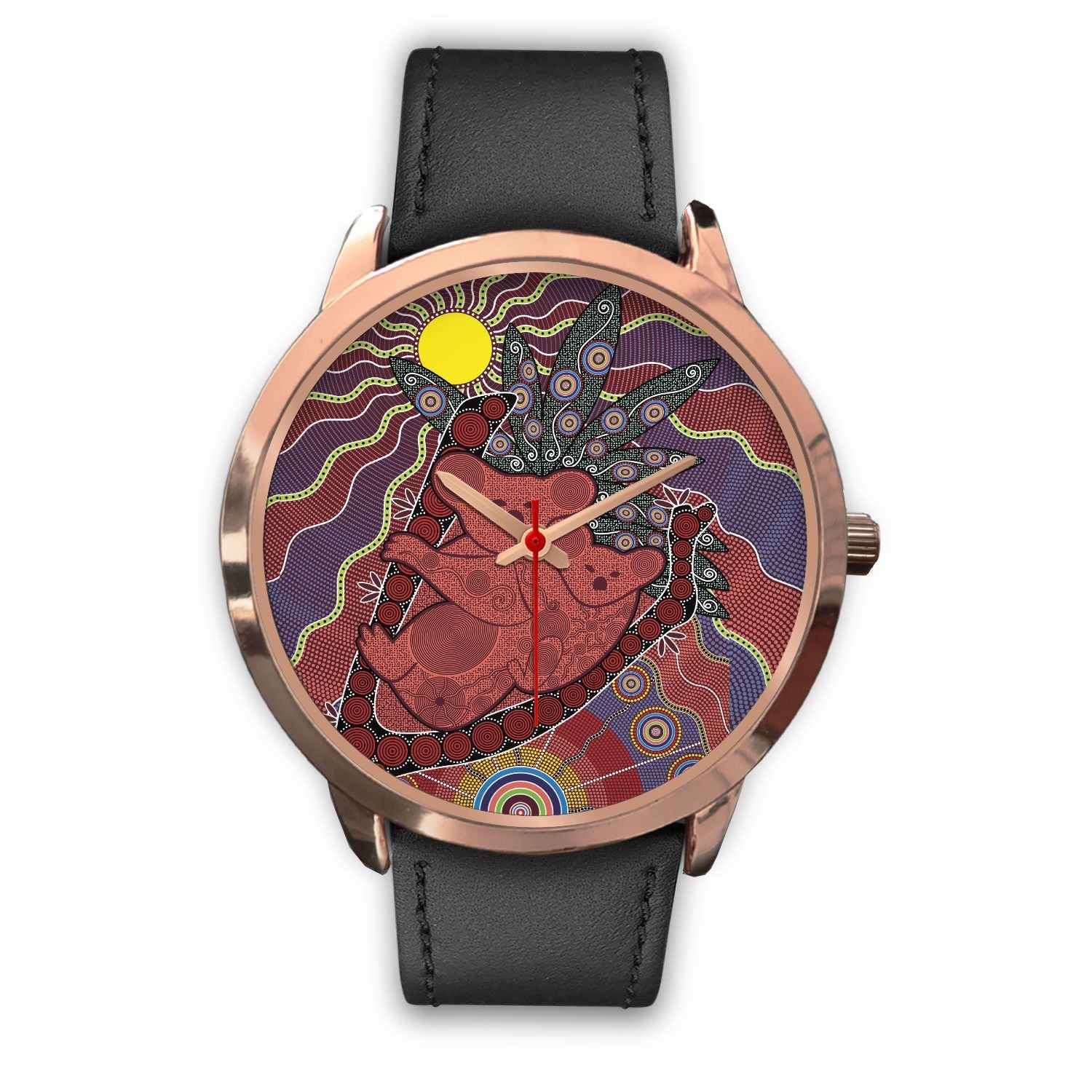 aboriginal-watch-koala-patterns-painting-sun-indigenous-rose-gold-watch