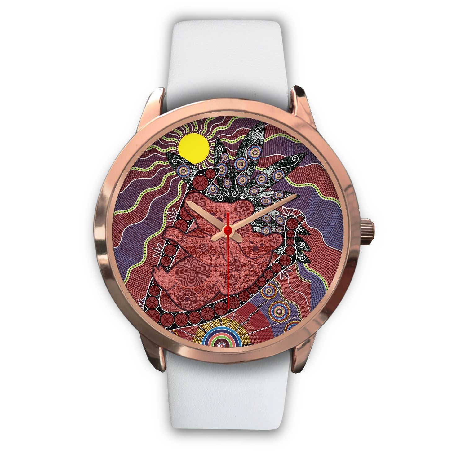 aboriginal-watch-koala-patterns-painting-sun-indigenous-rose-gold-watch