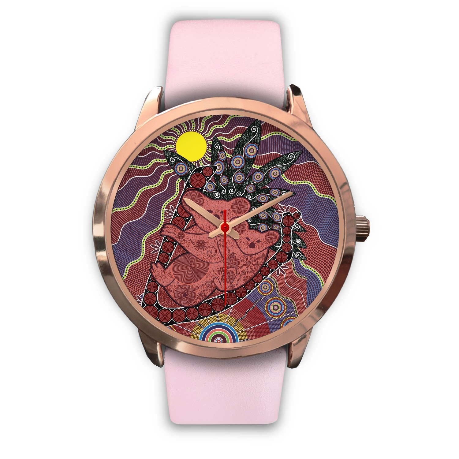 aboriginal-watch-koala-patterns-painting-sun-indigenous-rose-gold-watch