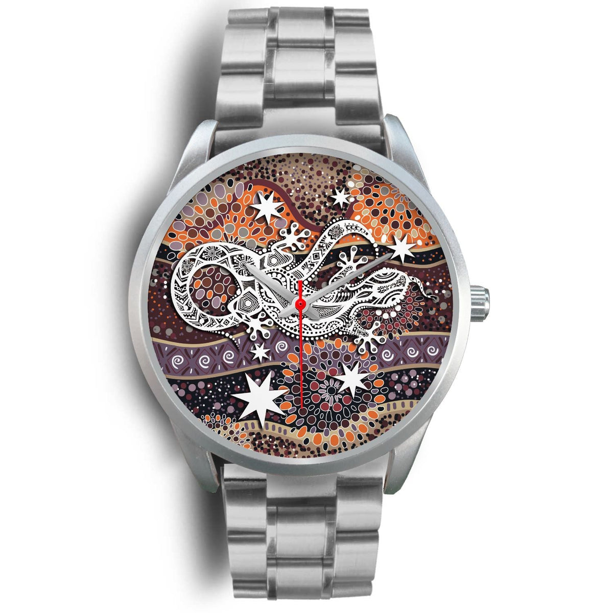 aboriginal-silver-watch-lizard-watch-indigenous-dot-painting
