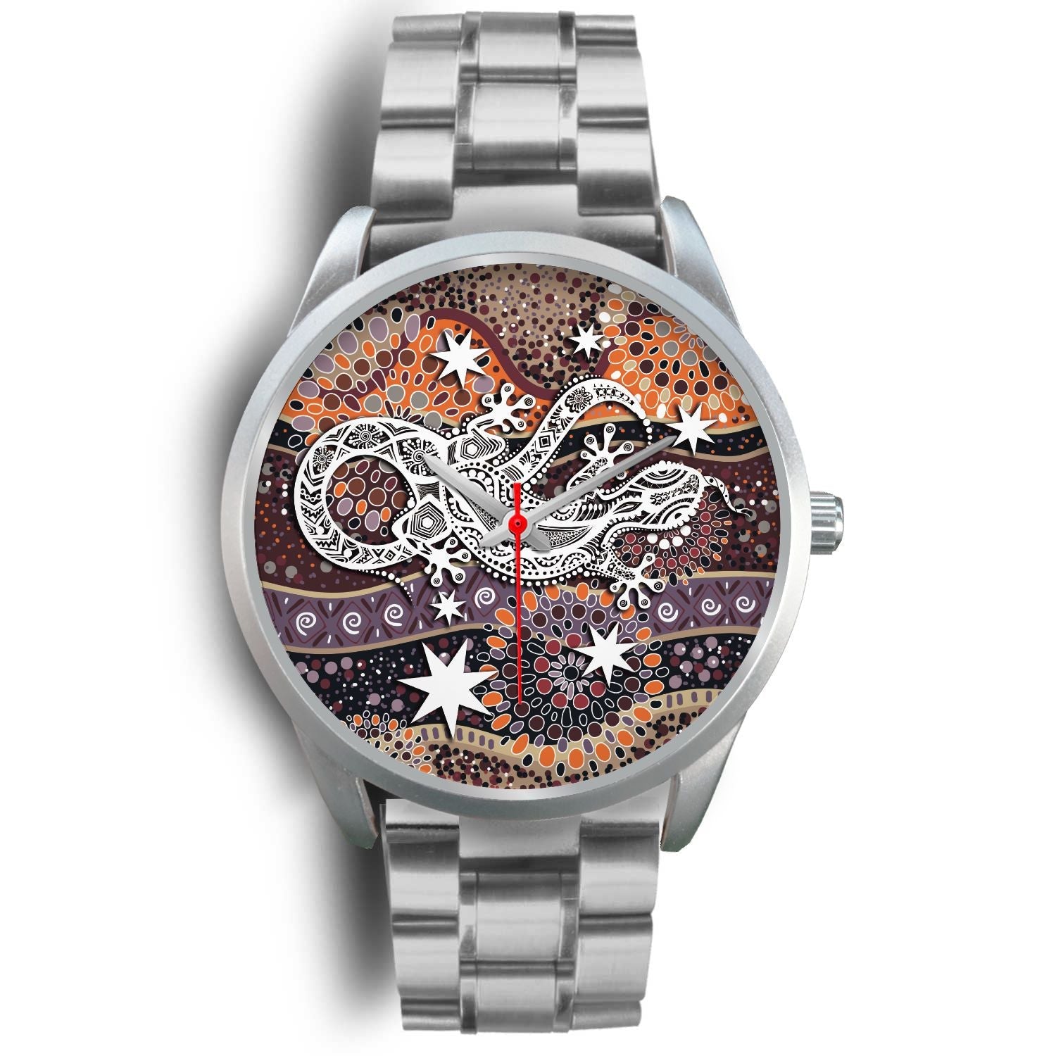 aboriginal-silver-watch-lizard-watch-indigenous-dot-painting