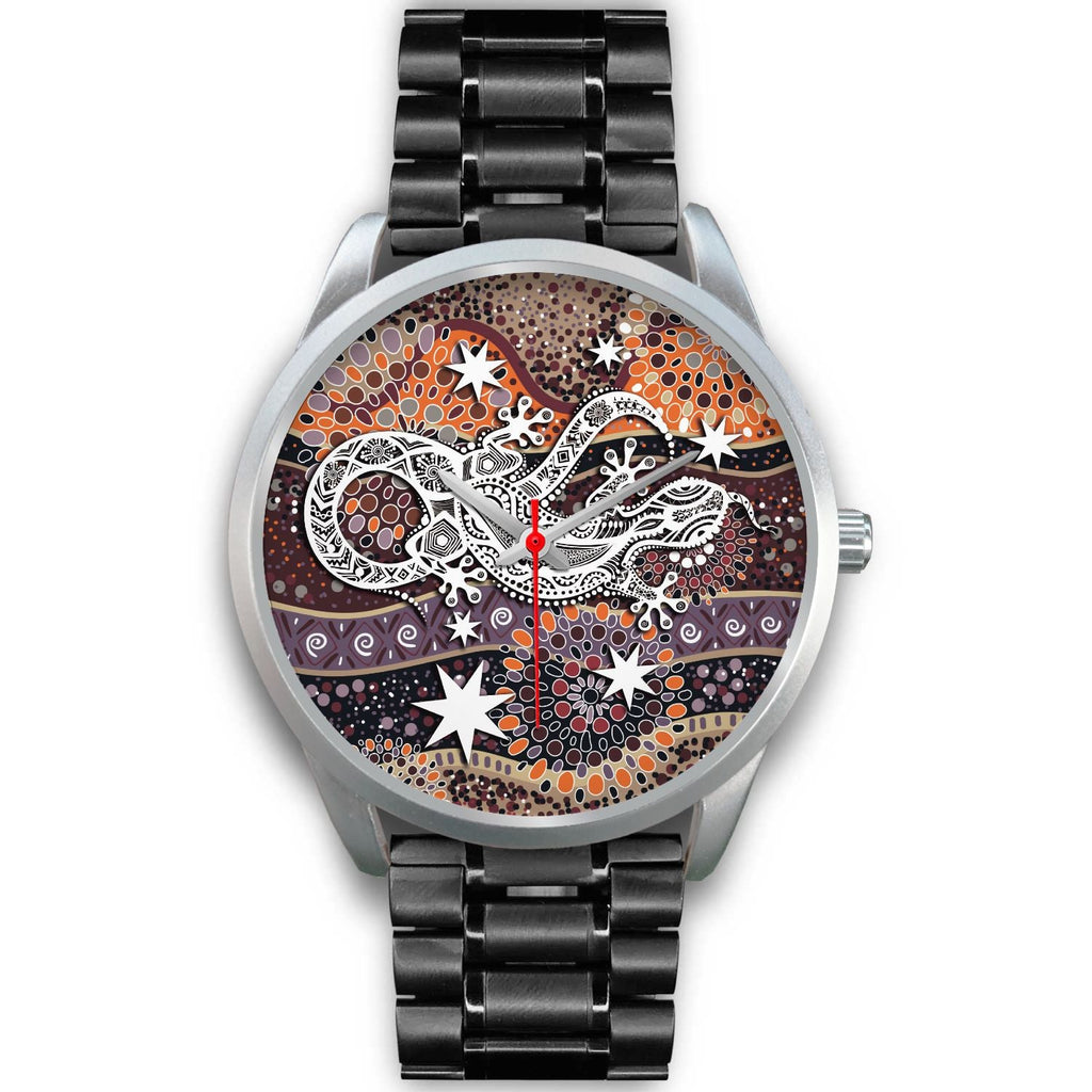 aboriginal-silver-watch-lizard-watch-indigenous-dot-painting