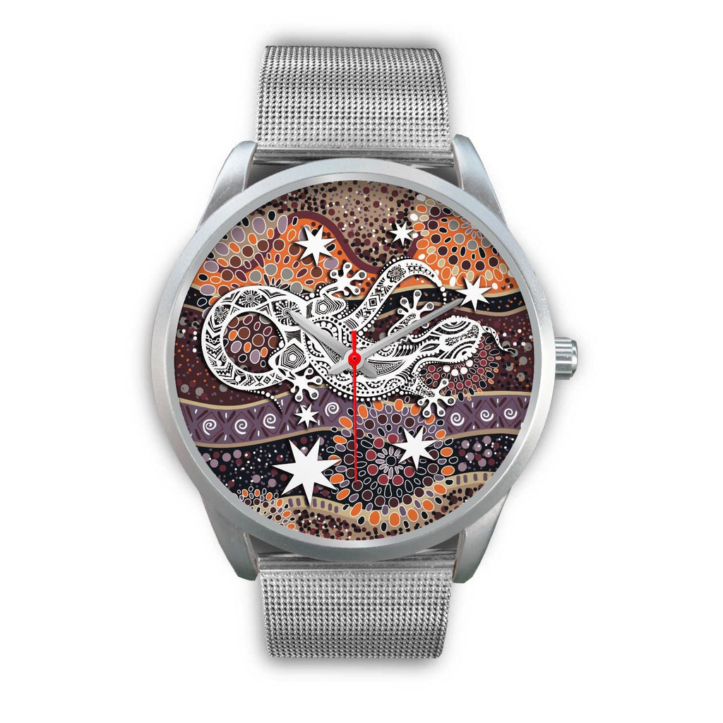 aboriginal-silver-watch-lizard-watch-indigenous-dot-painting