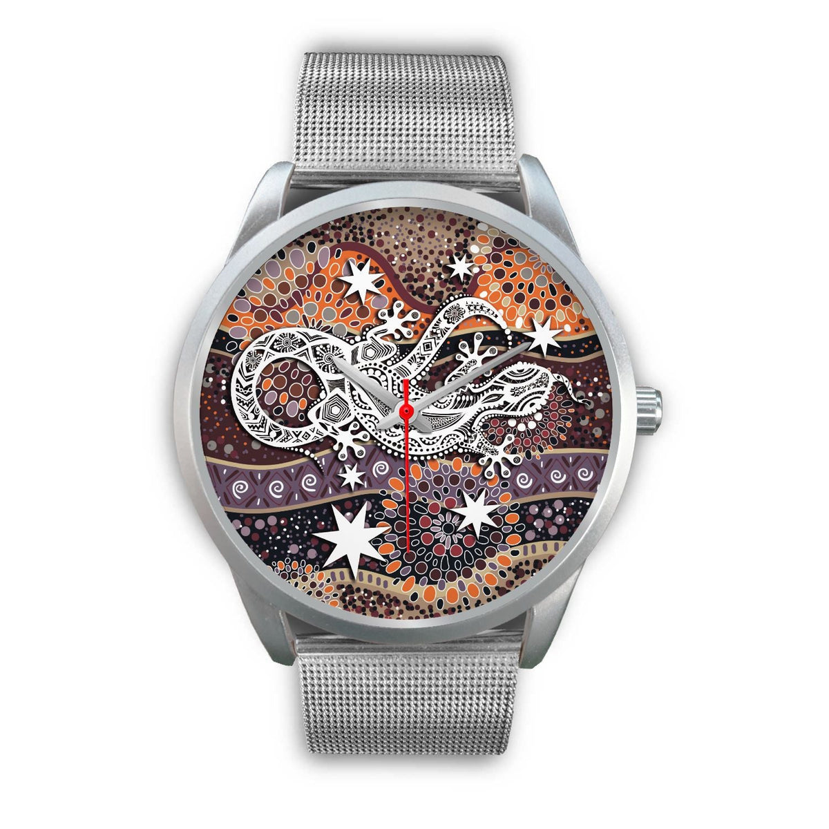 aboriginal-silver-watch-lizard-watch-indigenous-dot-painting